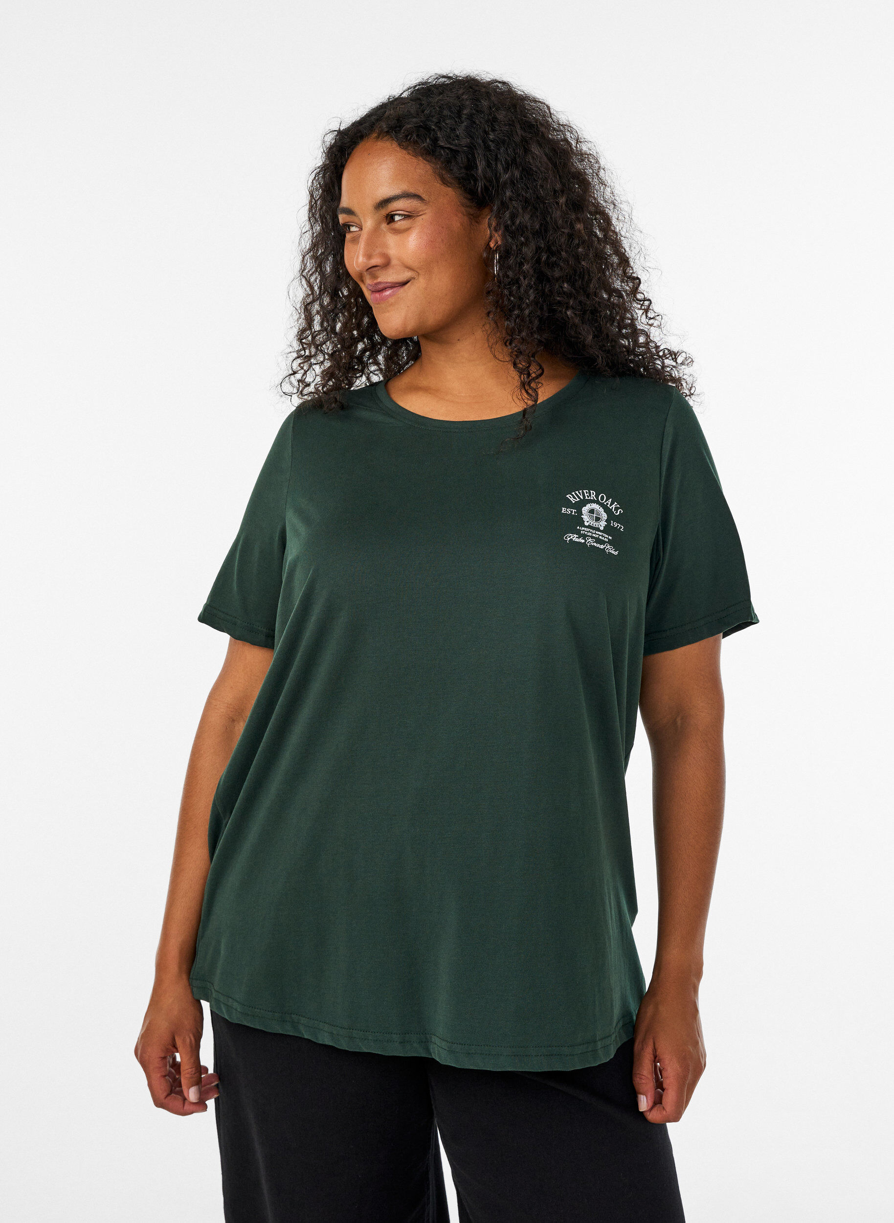 ZizziT-shirt med tryck, Gr&ouml;n, Model image number 0