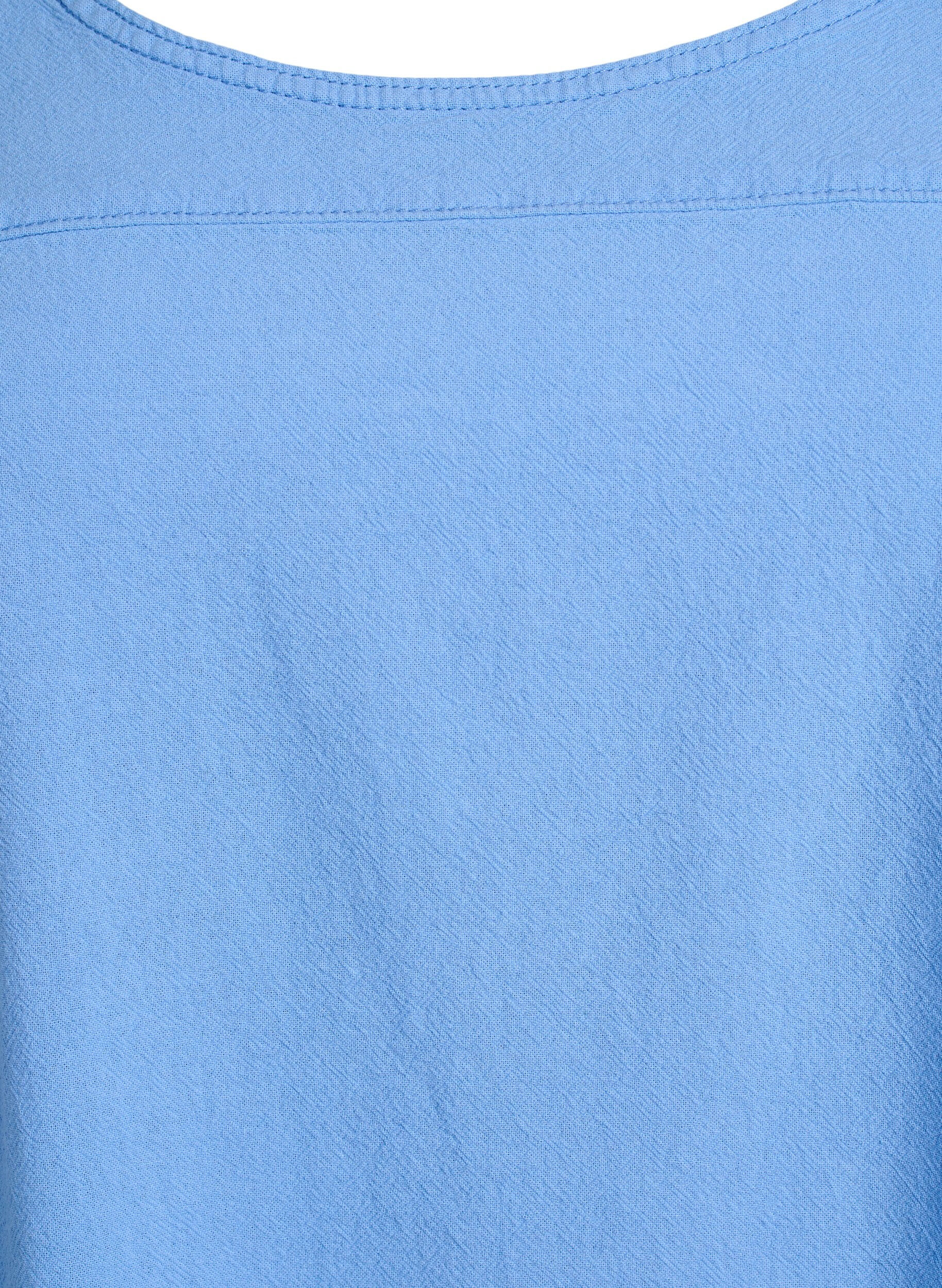 Zizzi Kort&auml;rmad kl&auml;nning i bomull, Bl&aring;, Packshot image number 2