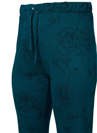Pyjamasbyxor i viskos med blommigt tryck, Deep Teal Flower, Packshot image number 2