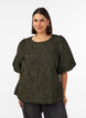 Blus i jacquard med puff&auml;rmar och a-linjeformad passform, Gr&ouml;n, Model image number 0