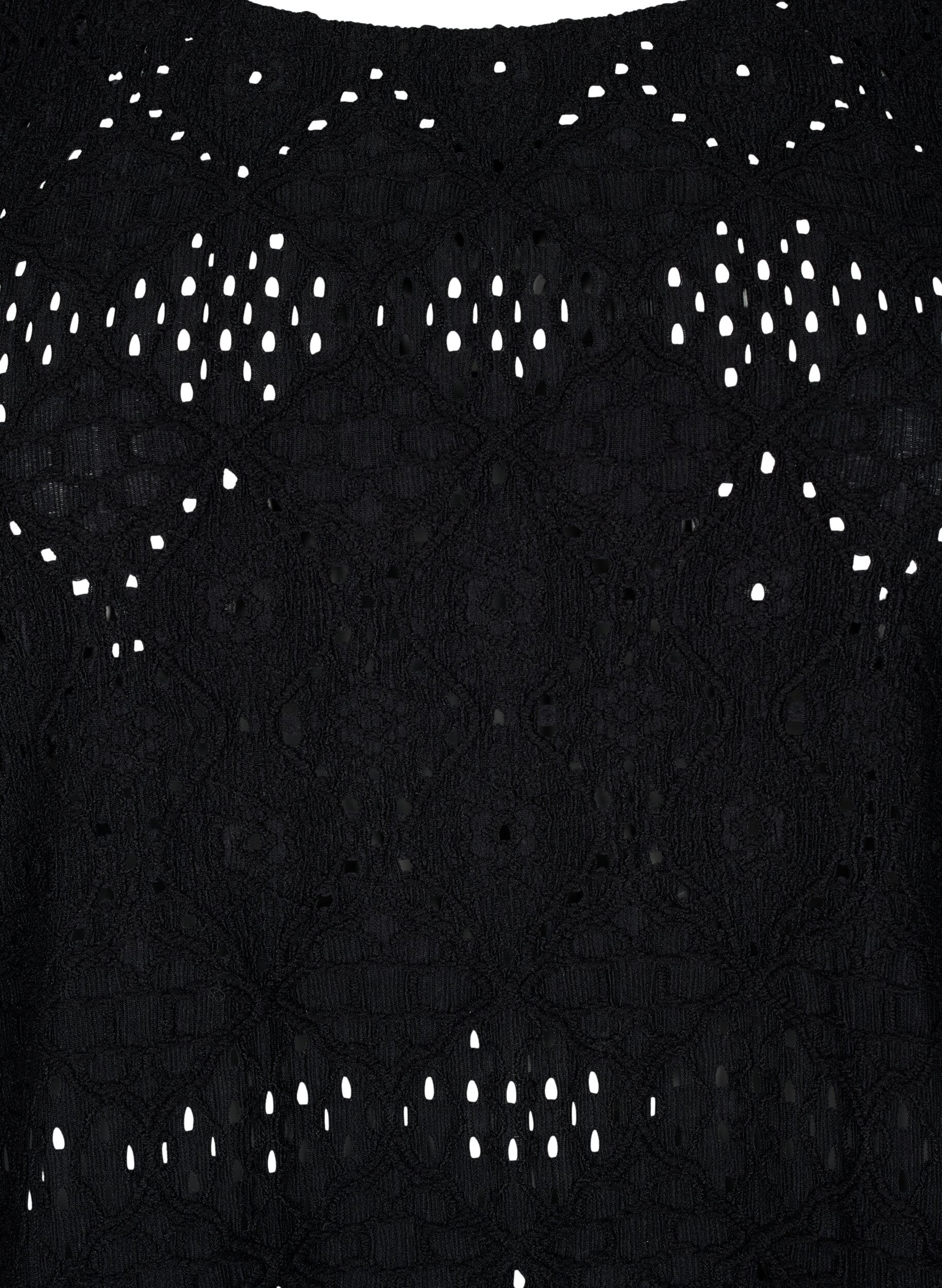 Zizzi Kort&auml;rmad blus med spetsm&ouml;nster, Black, Packshot image number 2