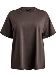 Oversized t-shirt i sweatmaterial, Brun