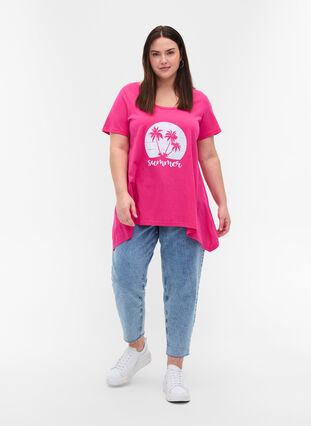 A-linjeformad t-shirt i bomull, Beetroot Pur SUMMER, Model image number 2