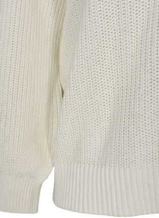 Långärmad stickad tröja med mönster, Cloud Dancer Mel., Packshot image number 3
