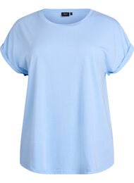 Kort&auml;rmad t-shirt i bomullsblandning, Bl&aring;
