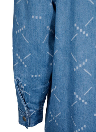 Jeansjacka med mönster och lös passform, Light blue denim, Packshot image number 3