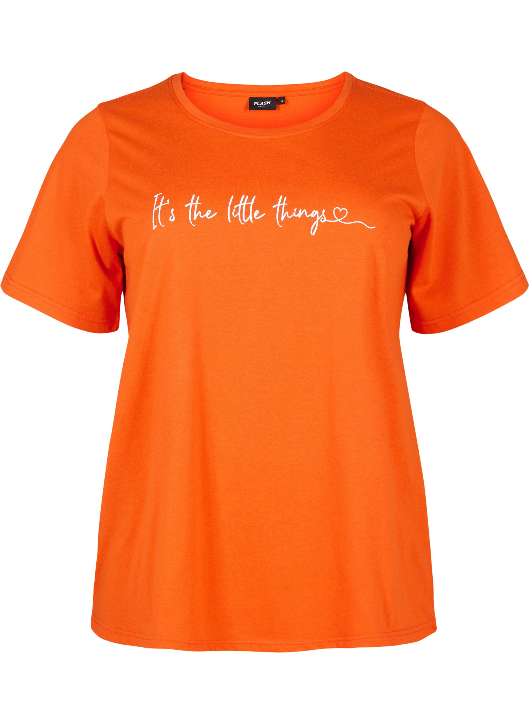 Zizzi T-shirt fr&aring;n FLASH med tryck, Orange.com, Packshot image number 0
