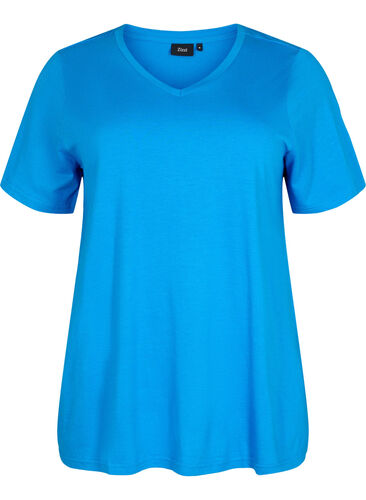 A-linjeskuren t-shirt med korta ärmar, French Blue, Packshot image number 0