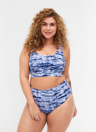 Bikinitrosa med hög midja och mönster, Tie Dye Print, Model image number 0