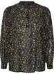 Blus med helt&auml;ckande m&ouml;nster och kort knappsl&aring;, Svart, Packshot image number 0