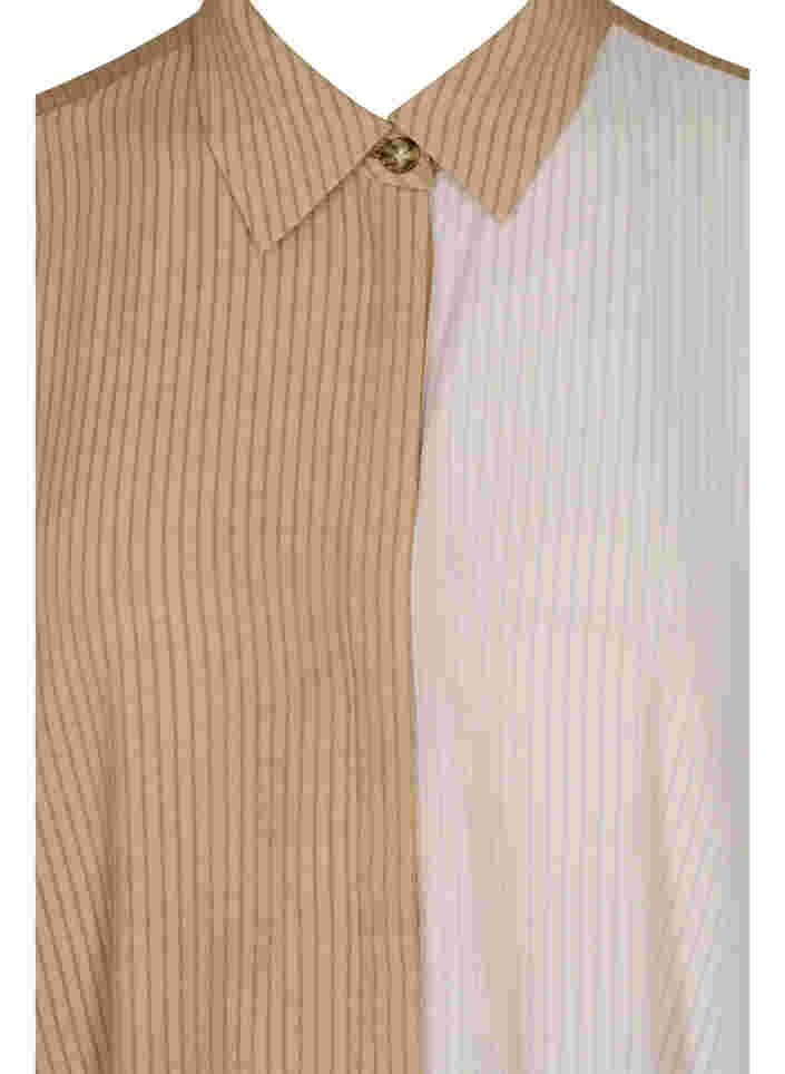 Blockfärgad skjortklänning med 3/4 ärmar i viskos, Praline, Packshot image number 2