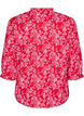 Blus i bomull med blommönster, Röd, Packshot image number 1
