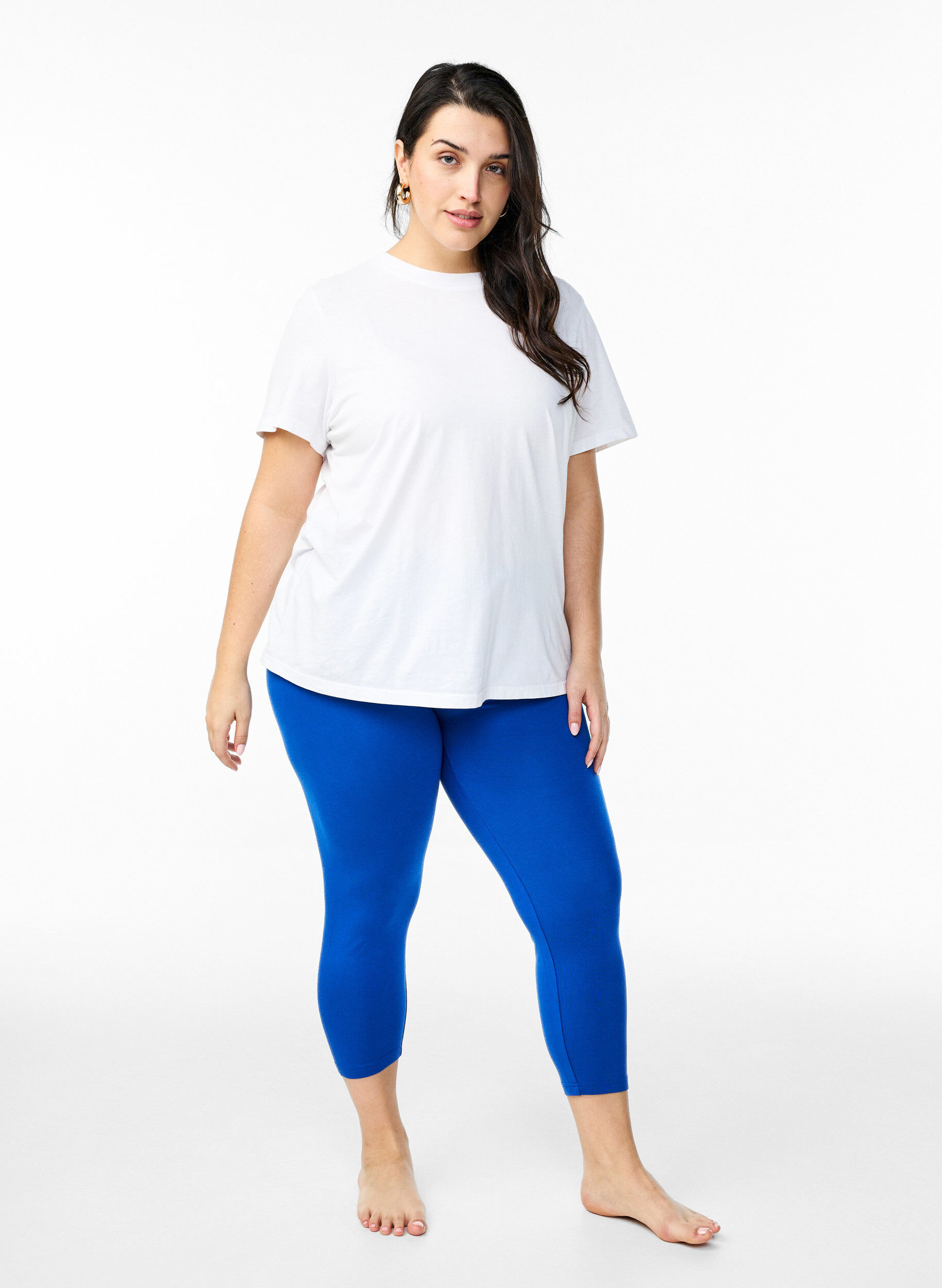 Zizzi3/4 bas-leggings, Bl&aring;, Model image number 1