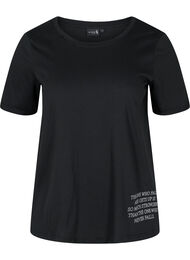 Tränings t-shirt i bomull med text och korta ärmar, Black