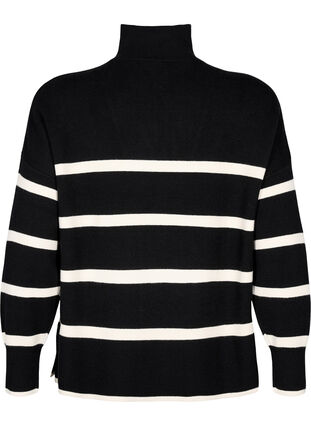 Randig tröja med hög krage	, Black w. Birch, Packshot image number 1