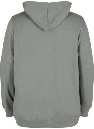 Munkjacka i sweatshirtkvalitet med huva och fickor, Balsam Green Mel, Packshot image number 1
