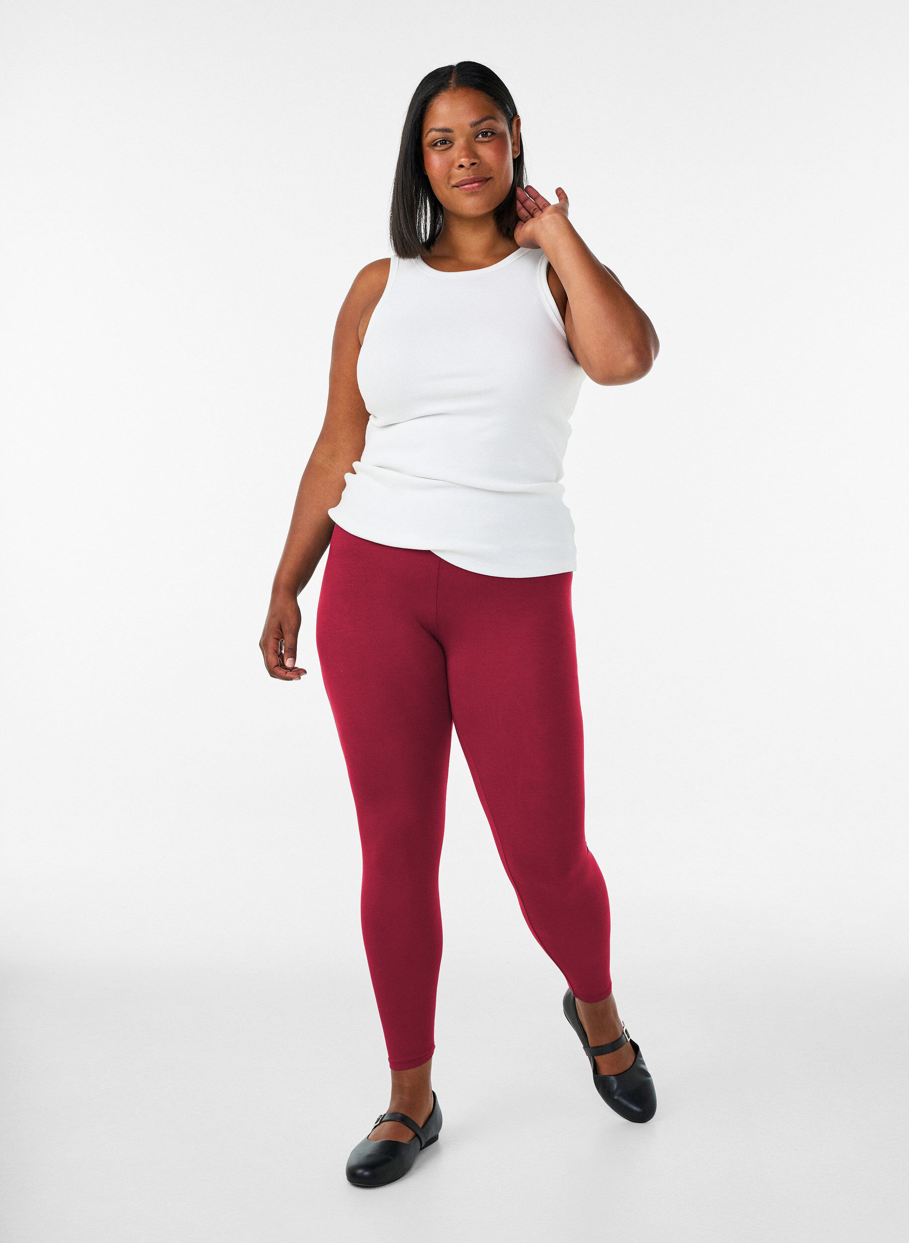 ZizziBasleggings i viskos, R&ouml;d, Model image number 1
