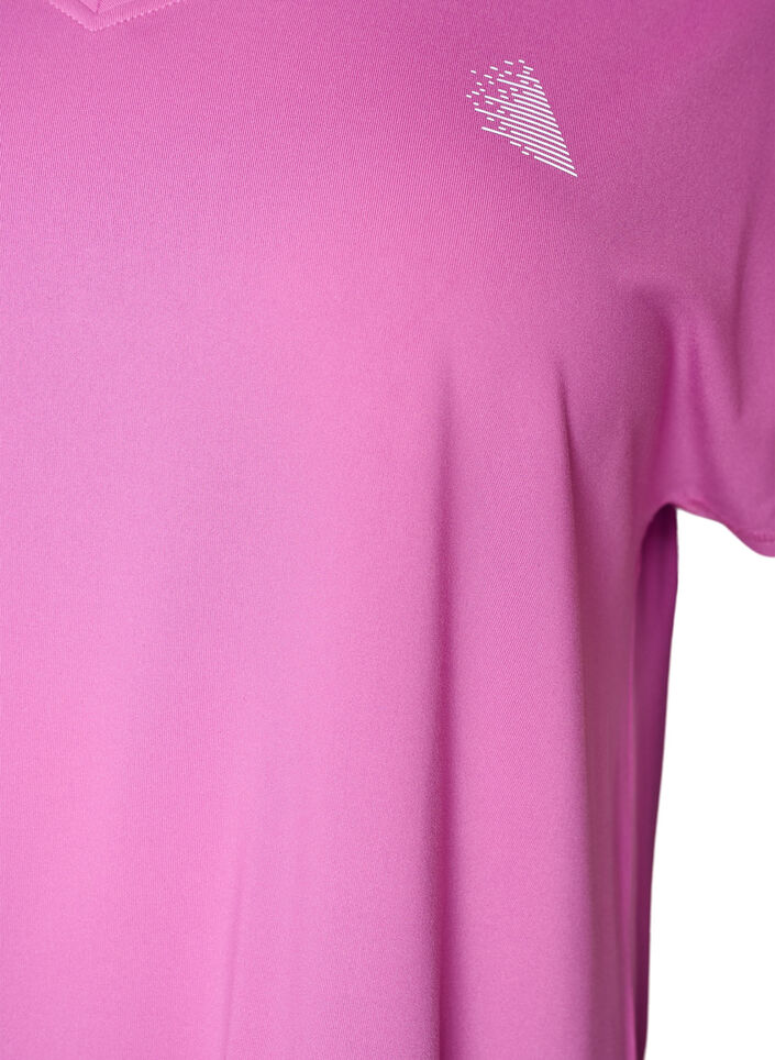 Kort&auml;rmad tr&auml;ningstopp med v-hals, Lila, Packshot image number 2