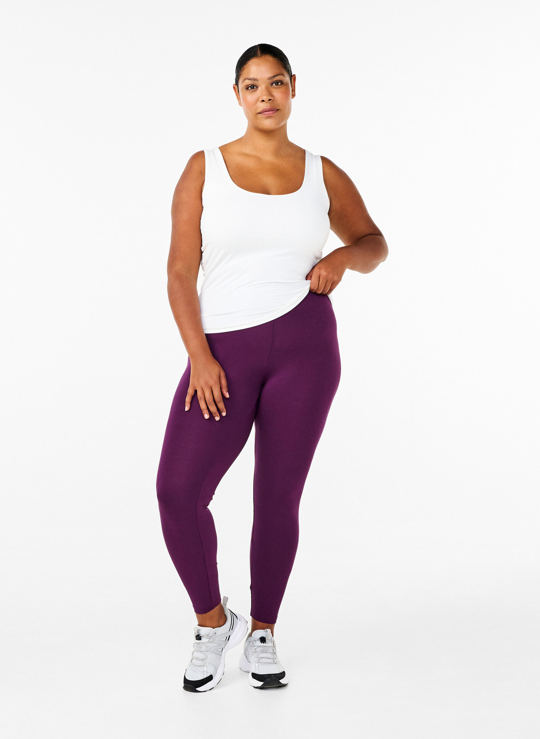 Zizzi Basic leggings i viskos, Lila, Model image number 1