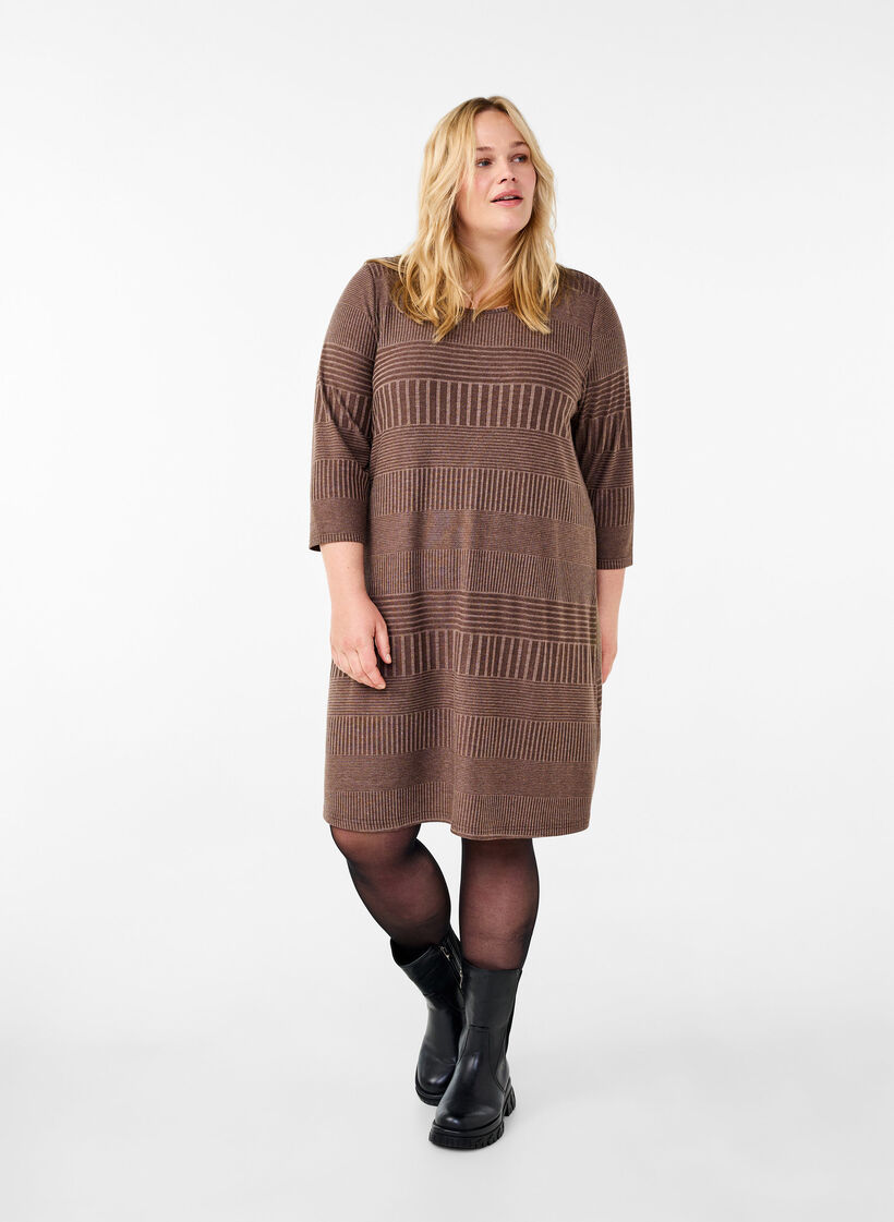 Klänning med trekvartsärm och randigt mönster, Ch. Martini Mel., Model image number 2