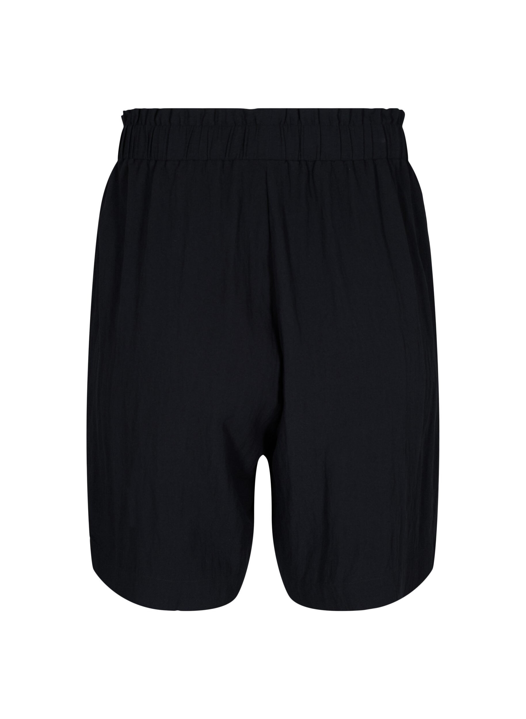 Zizzi L&ouml;st sittande shorts i viskos, Black, Packshot image number 1