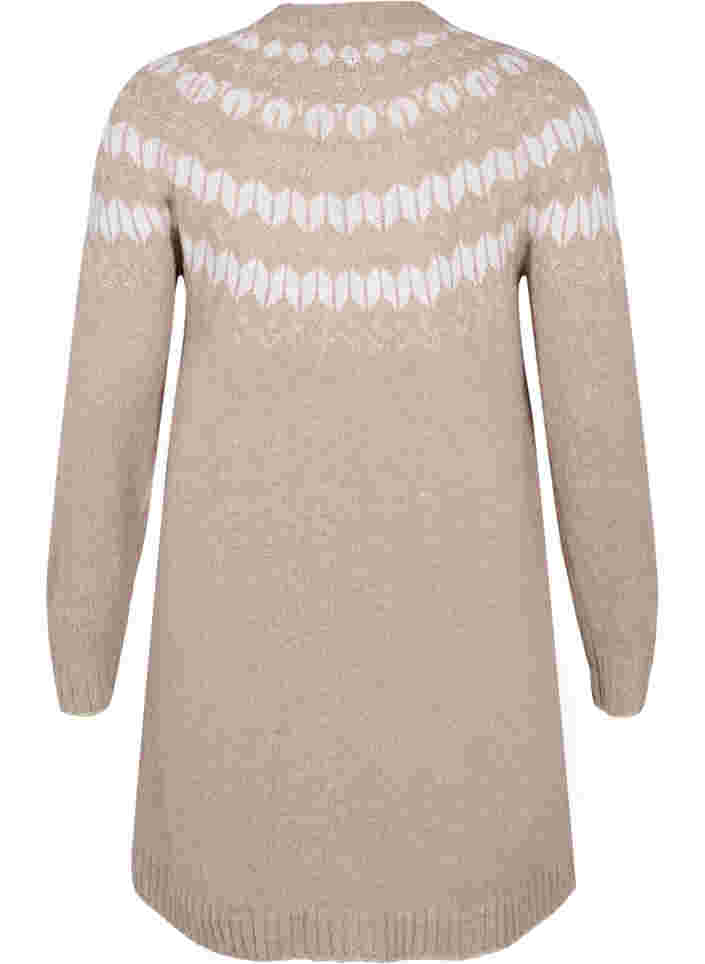 Stickad klänning med ull och mönster, Simply Taupe Comb, Packshot image number 1