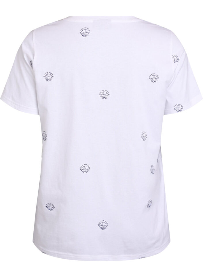 T-shirt i ekologisk bomull med broderade motiv, Vit, Packshot image number 1