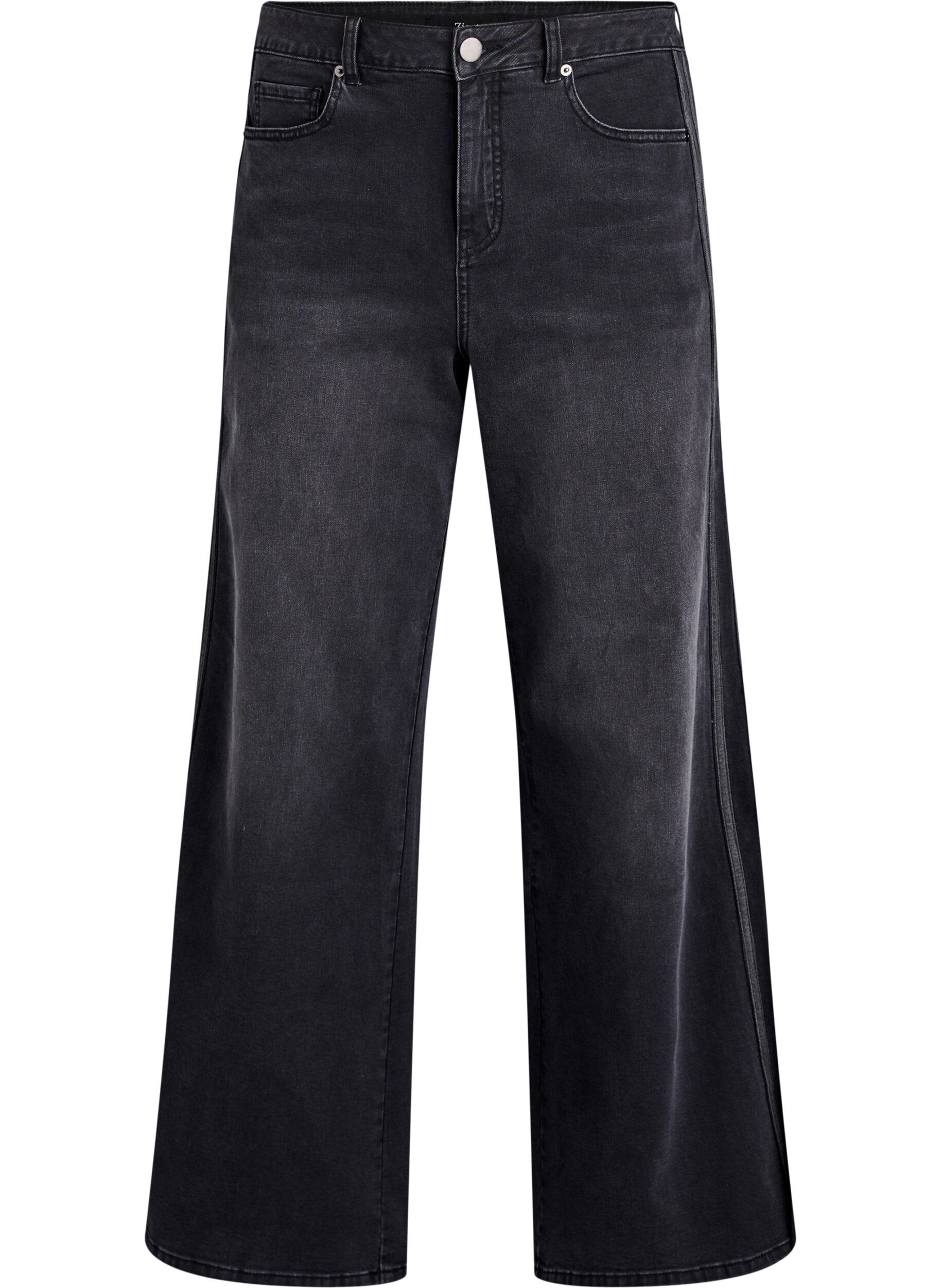 ZizziJeans i bred passform med vertikala denimdetaljer, Gr&aring;, Packshot image number 0