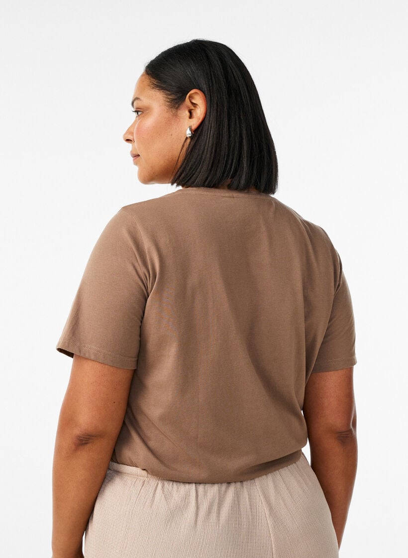 T-shirt med tryck, Brun, Model image number 2