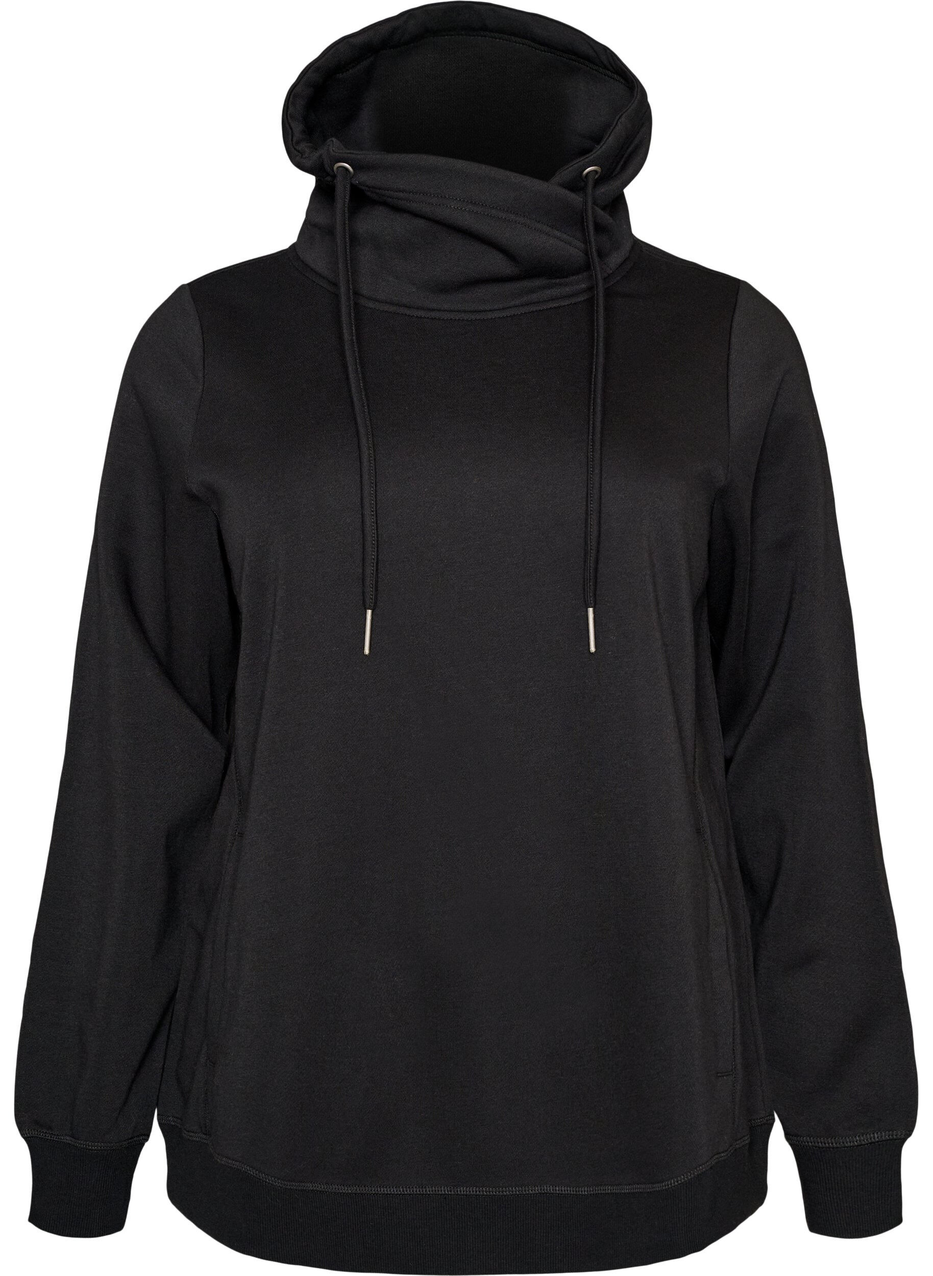 FLASH - Sweatshirt med h&ouml;g krage och fickor
