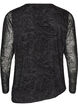 Blus i mesh med paisleym&ouml;nster och asymmetrisk nederkant, Svart, Packshot image number 1