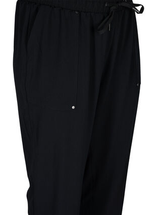 Byxor med fickor och resårkant, Black, Packshot image number 2
