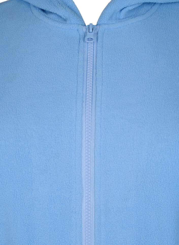 Morgonrock med blixtlås och huva, Blå, Packshot image number 2