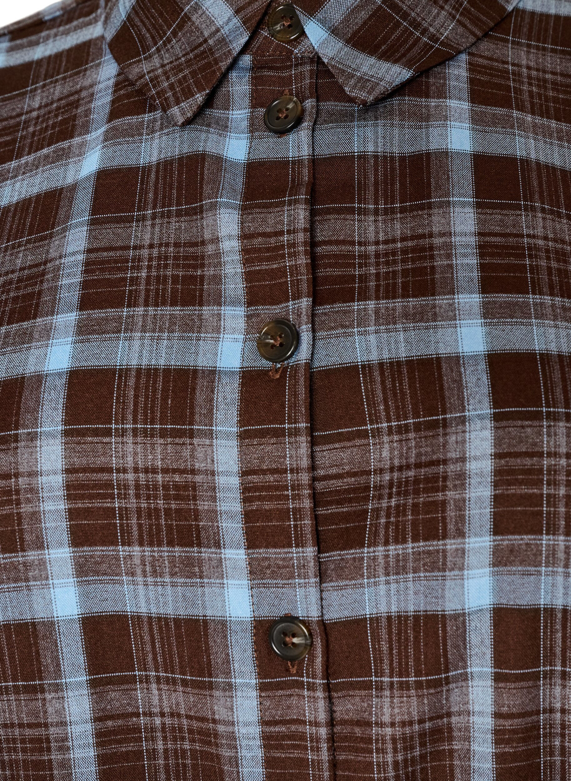 ZizziKn&auml;l&aring;ng skjortkl&auml;nning med rutigt m&ouml;nster, Brun, Packshot image number 2