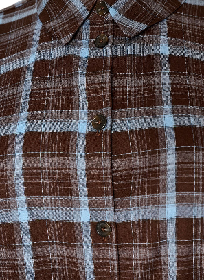 Kn&auml;l&aring;ng skjortkl&auml;nning med rutigt m&ouml;nster, Brun, Packshot image number 2