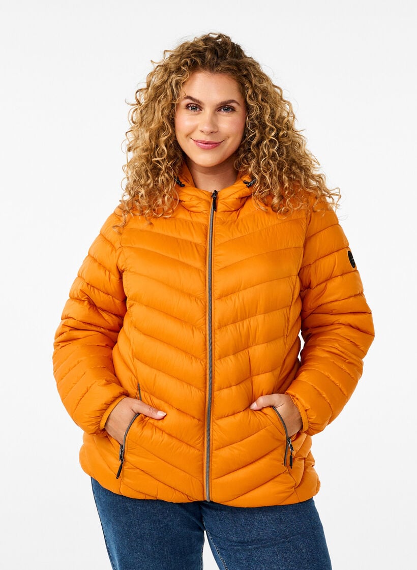 L&auml;ttviktsjacka med huva, Orange, Model image number 0