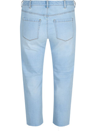Croppade jeans med råa kanter och hög midja, Super L.Blue Denim, Packshot image number 1