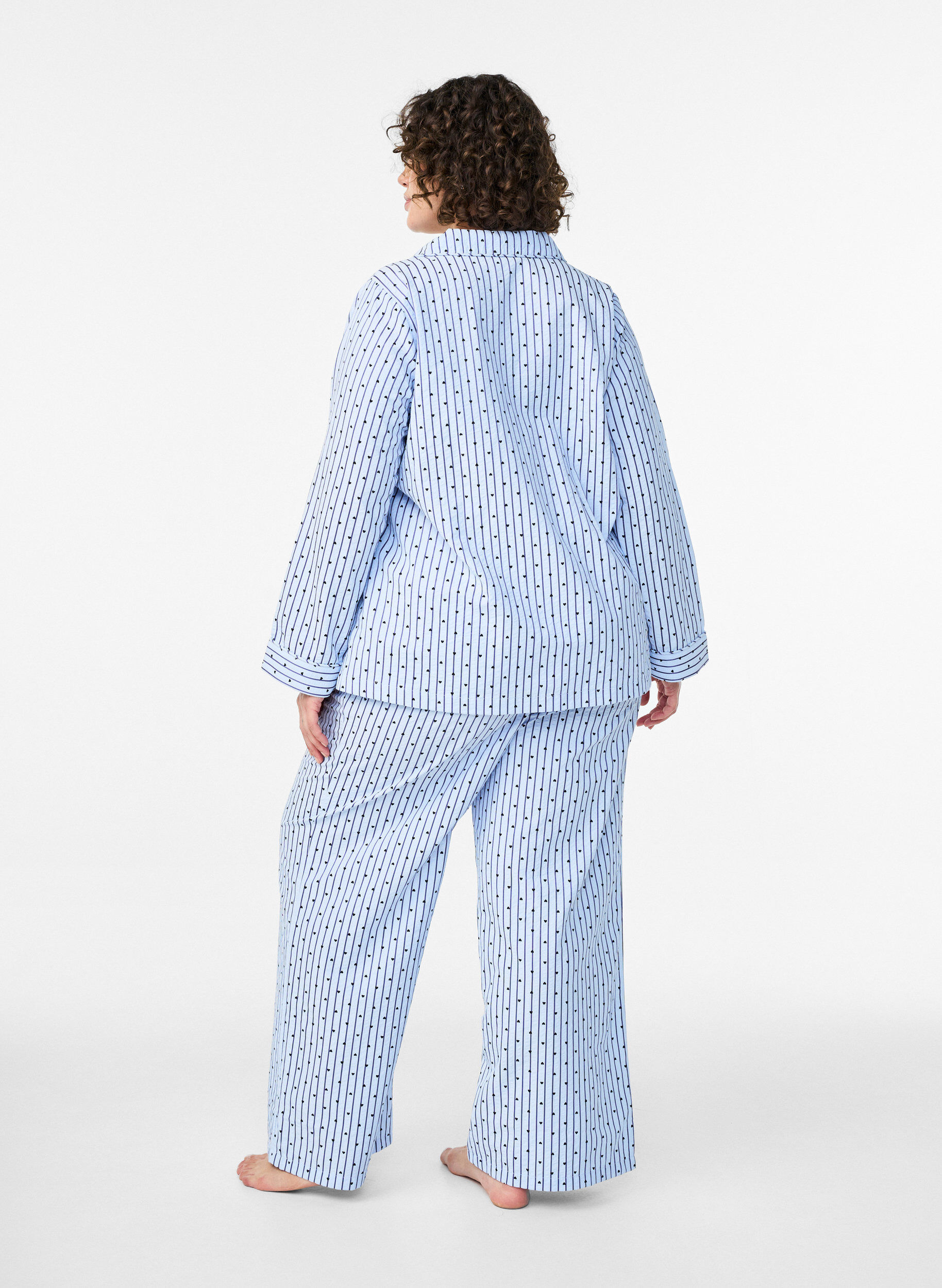 Zizzi L&ouml;sa pyjamasbyxor i seersucker med h&ouml;g midja, Bl&aring;, Model image number 1