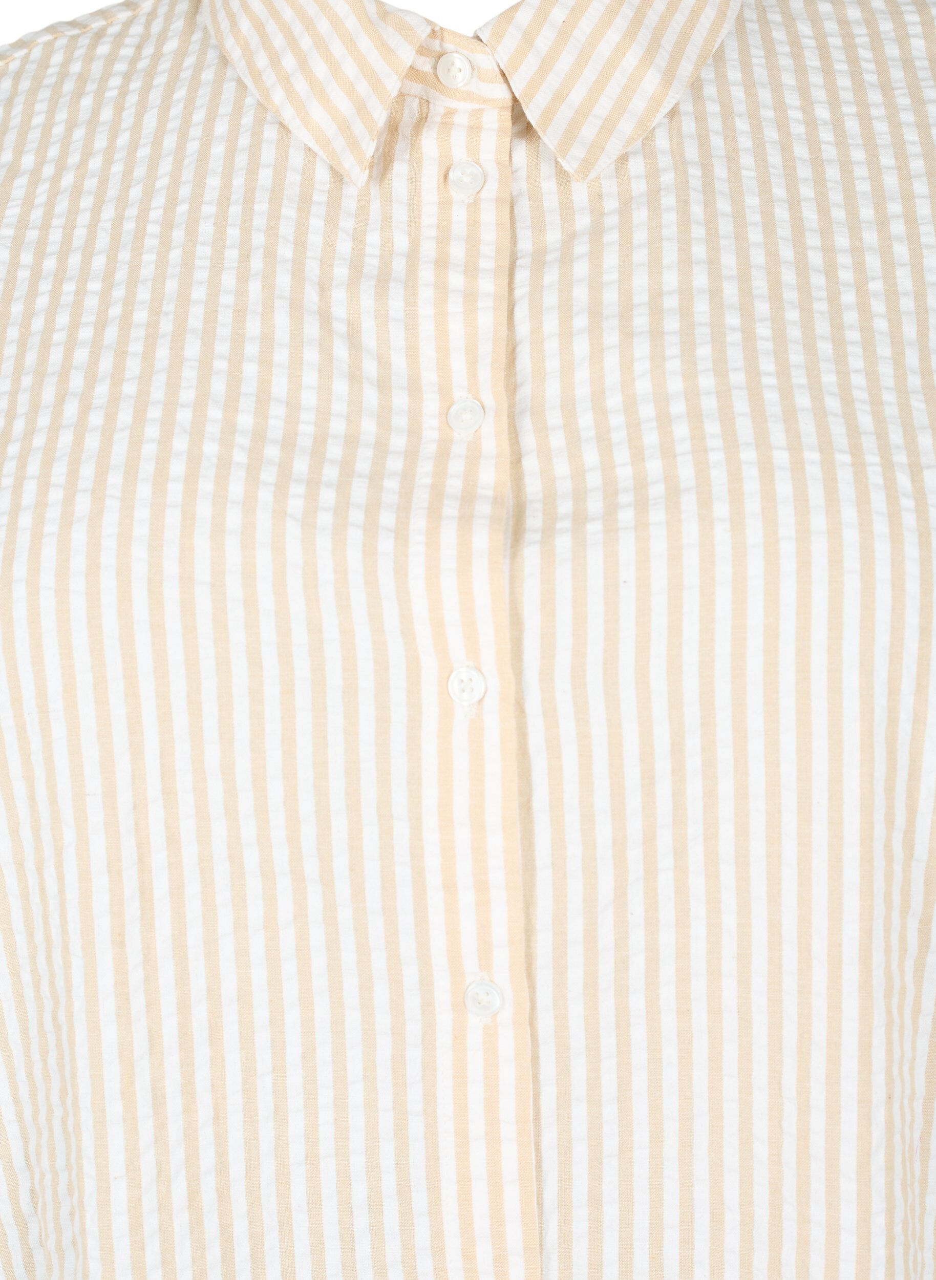 Zizzi L&aring;ng randig bomullsskjorta, White/Natrual Stripe, Packshot image number 2