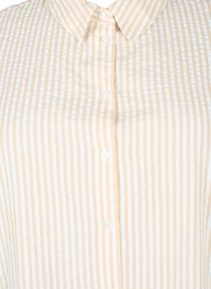 Lång randig bomullsskjorta, White/Natrual Stripe, Packshot image number 2