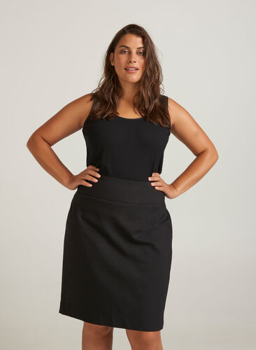 Klassisk kjol i bomullsmix, Black, Model image number 0