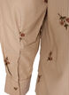 Randig skjorta med broderade blommor, Brun, Packshot image number 3