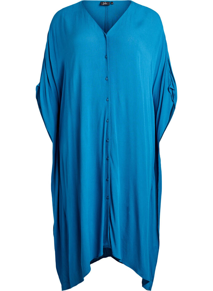 Kaftan-strandkl&auml;nning med knappar, Bl&aring;, Packshot image number 0