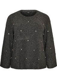 Blus i stickat med strass och diamantm&ouml;nster, Gr&aring;