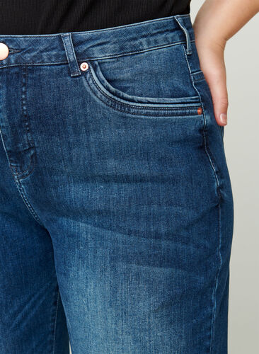 Regular Gemma jeans med hög midja, Blue denim, Model image number 1