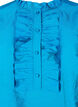 Glansig skjortblus med volanger, Diva Blue, Packshot image number 2