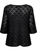 Crochet blus med 3/4 ärmar, Black, Packshot image number 1