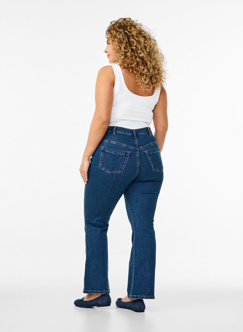 Ellen bootcut-jeans med h&ouml;g midja, Bl&aring;, Model image number 1