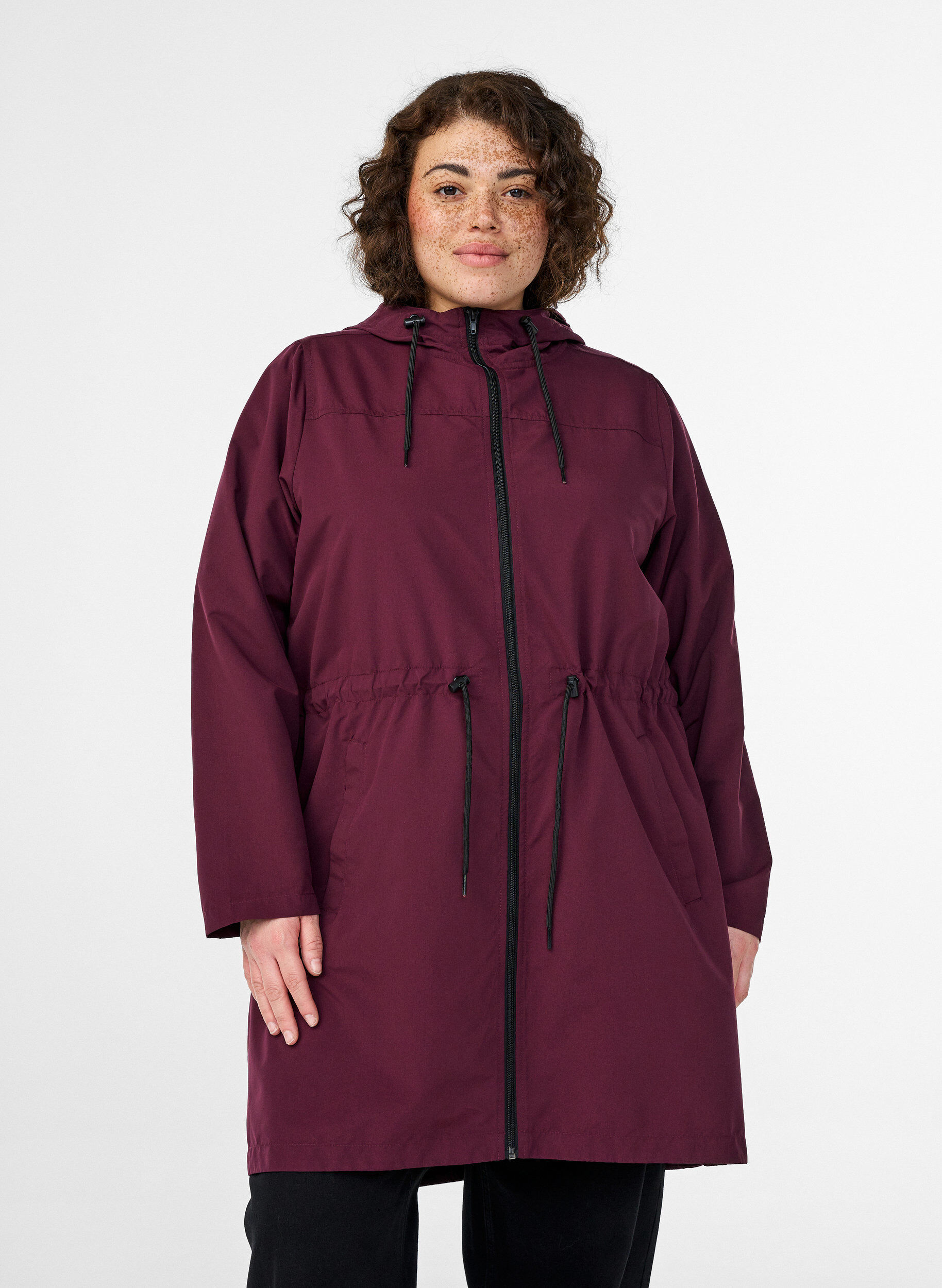 Flash - L&auml;ttviktig parkas med huva, R&ouml;d, Model