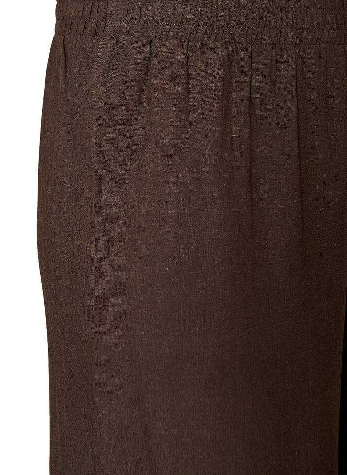 Byxor med vida ben i linne och viskos, Brun, Packshot image number 2